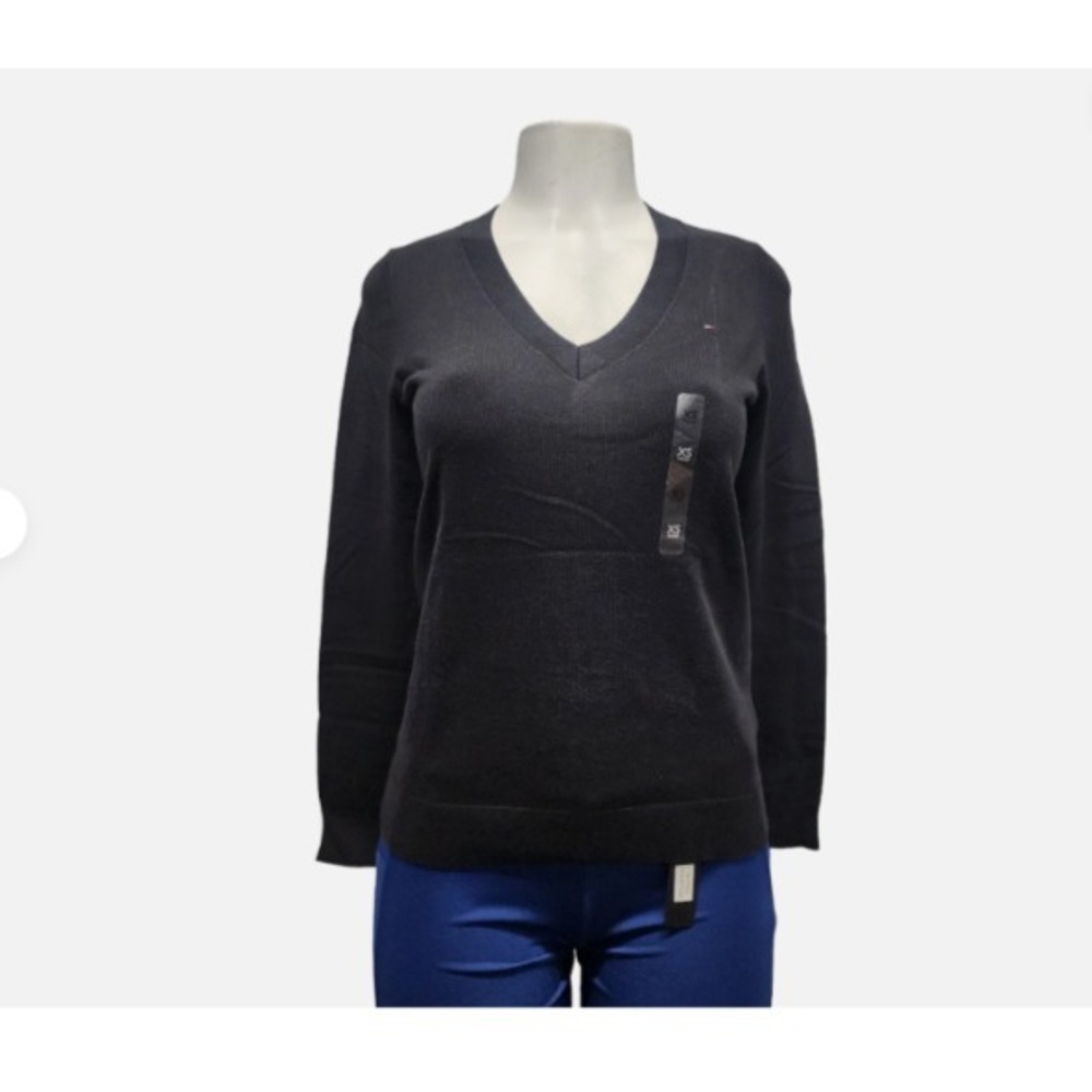 Tommy Hilfiger Womens Sweater V-Neck Pullover Lightweight Long Sleeve Knit XL